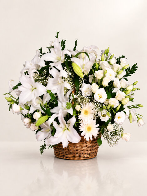 White Flower Basket Arrangement